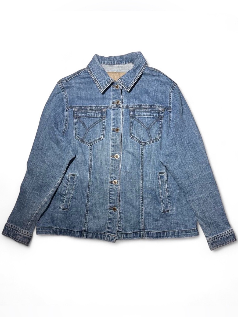 Duck Head Jeans Denim Jacket Light Med Blue Western Button Front Fall Women’s 1X